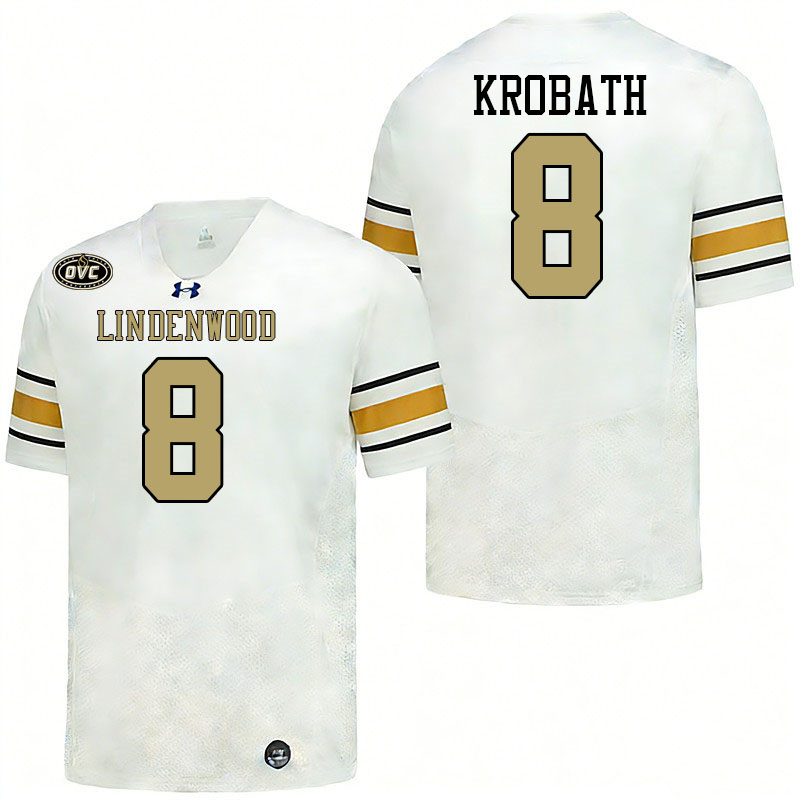 Lindenwood Lions #8 Drew Krobath College Football Jerseys,Uniforms-White